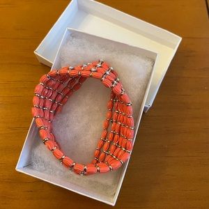 Coral bead stretch bracelet - 6 strands